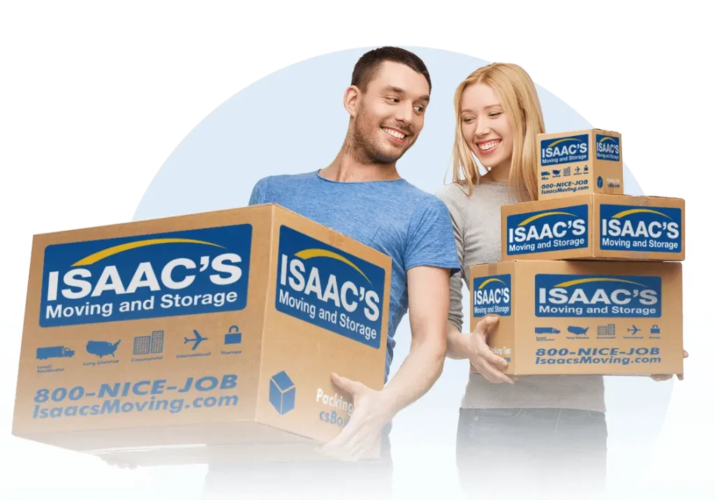 Men & Women with Isaac Moving & Storage Boxes